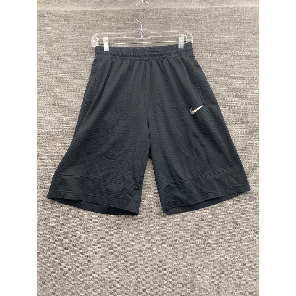 Nike Basketball Shorts Mens Black Swoosh Logo Pinstriped Sports Athleisure